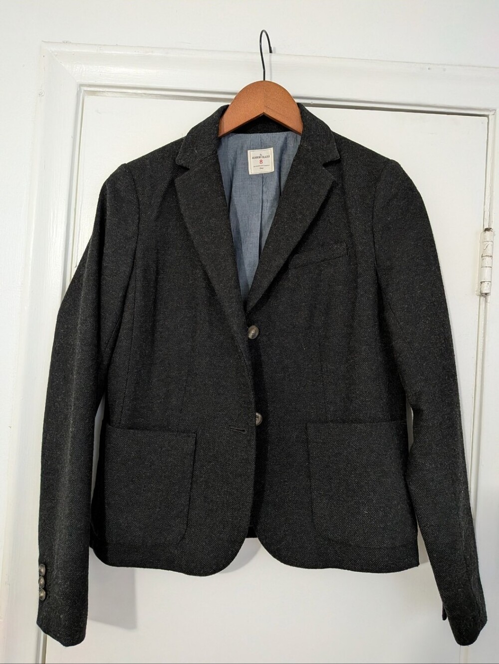 Wool Blend Charcoal Blazer Jacket - Women